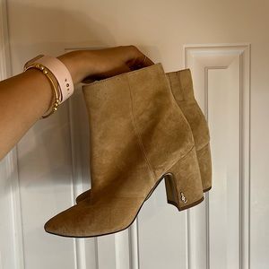 Suede Beige Sam Edelman Boots with Heels - Size 8.5